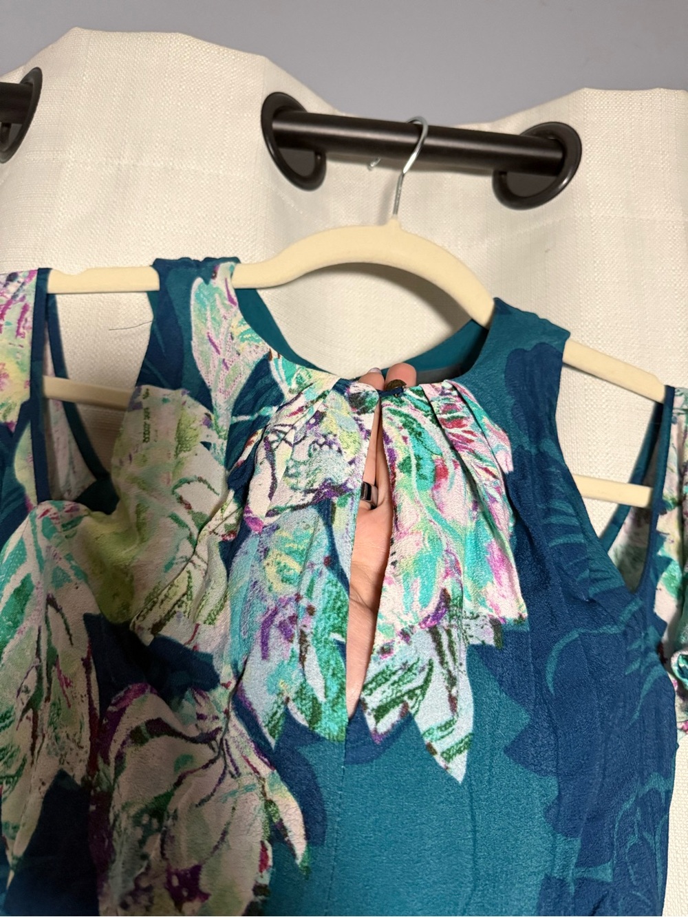Maeve by Anthropologie Floral Elia Dress in Turquoise Size 2 - Picture 8 of 12